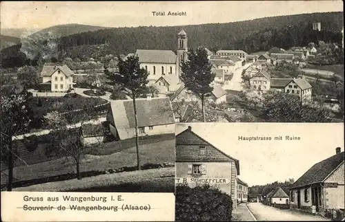 Ak Wangenbourg Wangenburg Elsass Bas Rhin, Hauptstraße, Ruine, Totalansicht