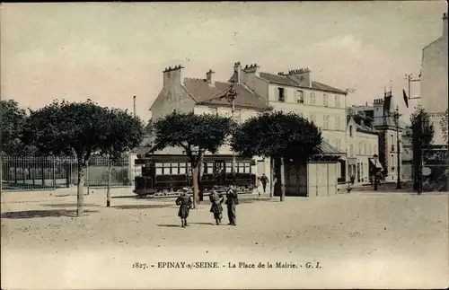 Ak Epinay sur Seine, La Place de la Mairie