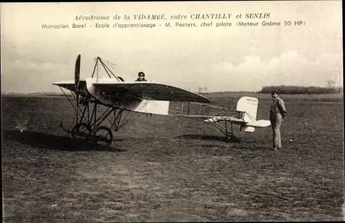 Ak Chantilly Oise, Aerodrome de la Vidamee, Monoplan Borel, Ecole d'apprentissage, M. Pecters