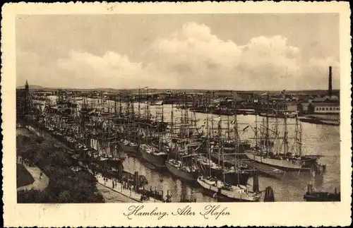 Ak Hamburg, Alter Hafen, Segelschiffe