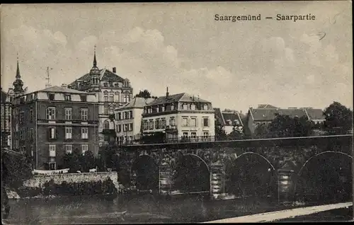 Ak Sarreguemines Saargemünd Lothringen Moselle, Brücke über die Saar
