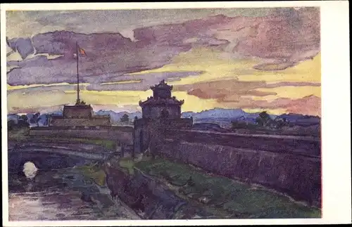 Künstler Ak Hue Vietnam, Les Remparts, Cavalier du Roi