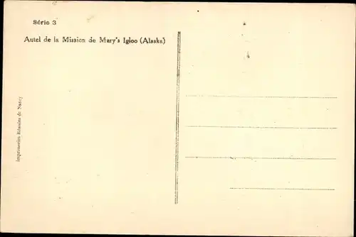 Ak Alaska, Autel de la Mission de Mary's Igloo, Kapelle der Missionare