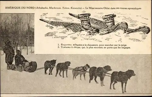 Ak Nordamerika, Le Missionnaire Oblat dans ses courses apostoliques, Hundeschlitten