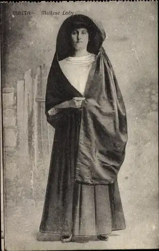 Ak Malta, Maltase Lady, Maltesische Tracht