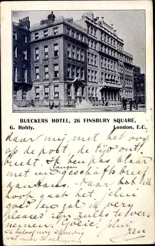 Ak London City England, Bueckers Hotel, 26 Finsbury Square