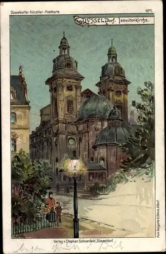 Künstler Litho Düsseldorf am Rhein, Jesuitenkirche