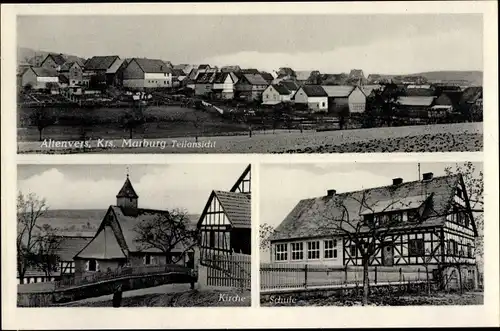 Ak Altenvers Lohra in Hessen, Schule, Kirche, Teilansicht