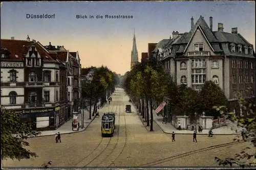 Ak Düsseldorf am Rhein, Rosstraße, Straßenbahn, Handlung Ernst Mühlersiepen