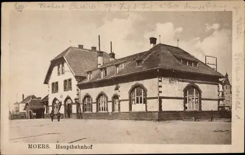 Ak Moers am Niederrhein, Außenansicht vom Hauptbahnhof