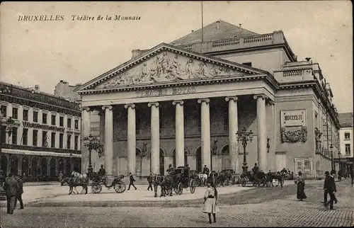 Ak Bruxelles Brüssel, Theatre de la Monnaie, Kutschen