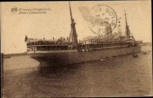 Ak Fährschiff Linie Antwerpen Elisabethville