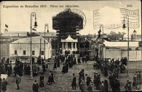 Ak Bruxelles Brüssel, Exposition 1910, Plaine des Attractions, Turm, Weltausstellung
