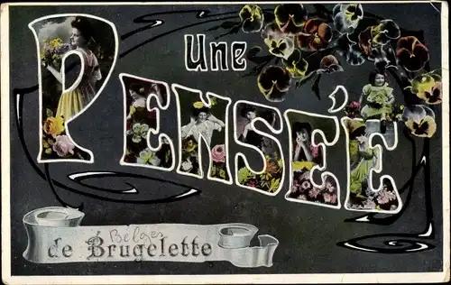 Buchstaben Ak Brugelette Wallonien Hennegau, Une Pensee, Frauen, Stiefmütterchen