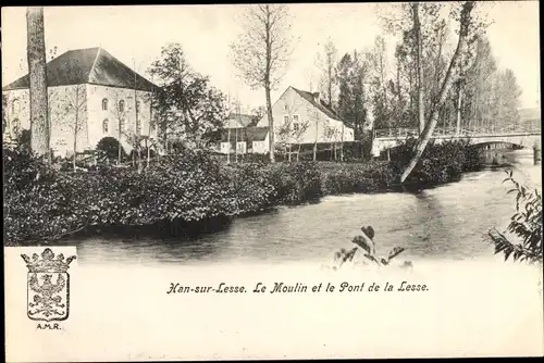 Ak Han sur Lesse Wallonien Namur, Le Moulin et le Pont de la Lesse, Wassermühle