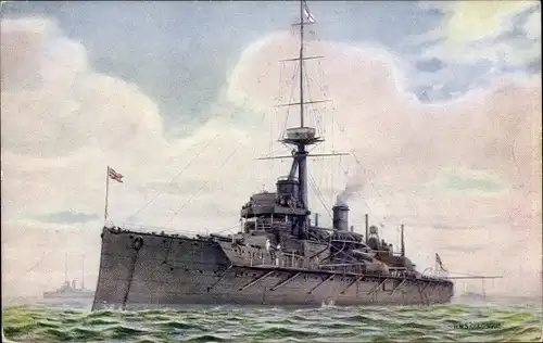 Künstler Ak Britisches Kriegsschiff, HMS Colossus, Dreadnought