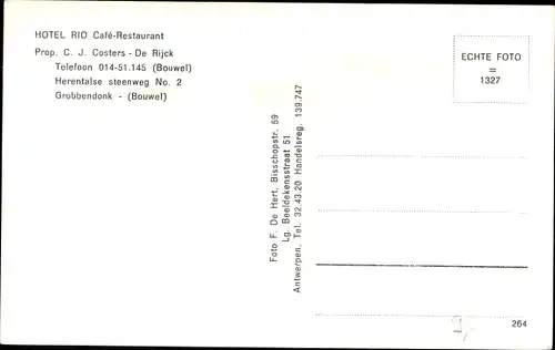 Ak Grobbendonk Flandern Antwerpen, Hotel Restaurant Rio, Herentalse steenweg 2