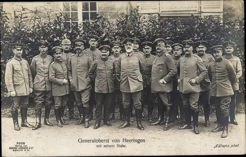 Ak Generaloberst Josias von Heeringen mit seinem Stab