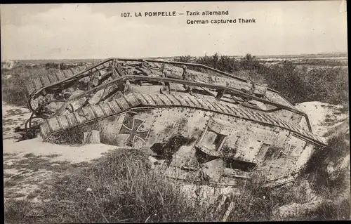 Ak Fort de la Pompelle, Panzerkraftwagen Nr. 116 Lotte, erbeuteter britischer Mark IV Tank, 1. WK