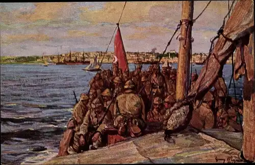 Künstler Ak Macco, Georg, Türkischer Truppentransport vor Gallipoli