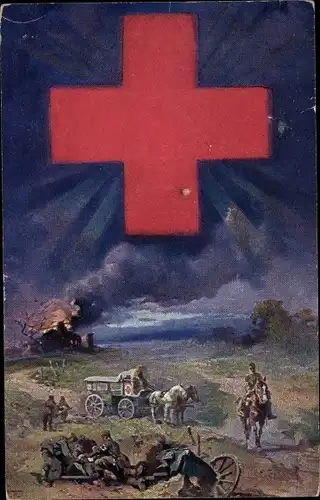 Künstler Ak Bayerisches Rotes Kreuz, DRK, Deutsche Sanitäter, Krankenpflege im Ersten Weltkrieg