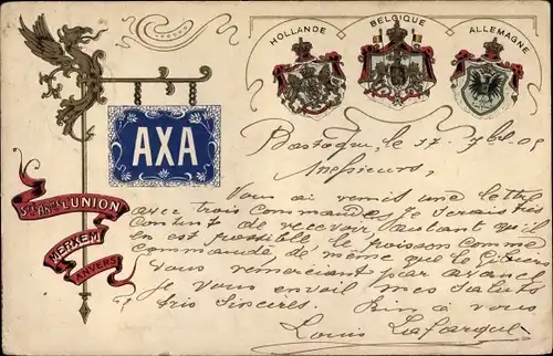 Wappen AK Reklame, AXA Margarine, Holland, Belgien, Deutschland