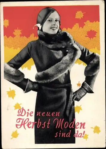 Ak Reklame für Modenschau, Neue Herbstmode für Frauen