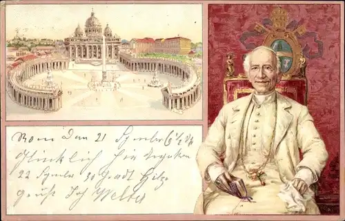 Litho Vatikan Rom Lazio, Papst Leo XIII., Vincenzo Gioacchino Pecci, Portrait