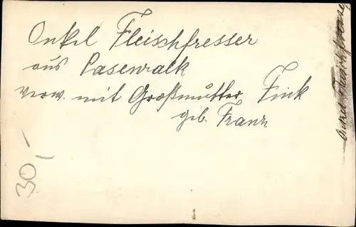 CdV Männerportrait, Onkel Fleischfresser aus Pasewalk, Großmutter Fink geb. Franz