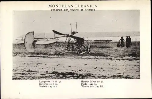 Ak Monoplan Tubavion, construit par Pouche et Primard
