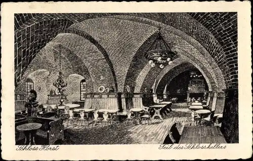 Ak Horst Gelsenkirchen im Ruhrgebiet, Gaststätte Schloss Horst, Teil des Schlosskellers