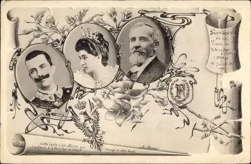 Ak Vittorio Emanuele III., König Viktor Emanuel III. von Italien, Elena von Montenegro, Emile Loubet
