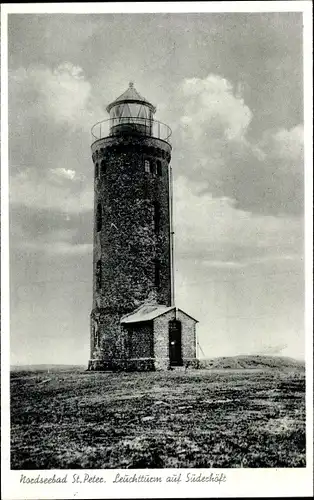 Ak Sankt Peter Ording in Nordfriesland, Leuchtturm auf Süderhöft