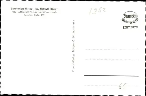 Ak Hirsau Calw im Schwarzwald, Sanatorium Dr. Helmut Römer