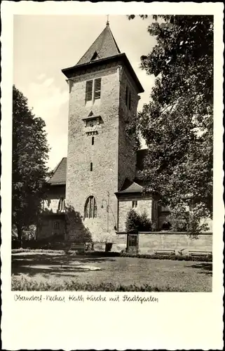 Ak Oberndorf am Neckar, Kath. Kirche mit Stadtgarten