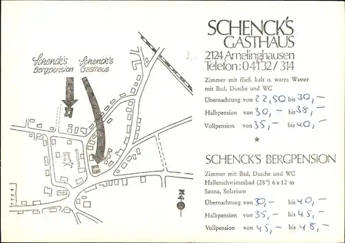 Ak Amelinghausen in der Lüneburger Heide, Schenks Gasthaus und Bergpension