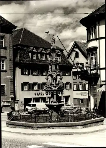 Ak Rottweil am Neckar, Marktbrunnen, Ortspartie, Hotel