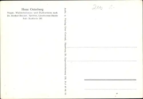 Ak Sprötze Buchholz in der Nordheide, Haus Osterberg, Haupthaus und Veranda