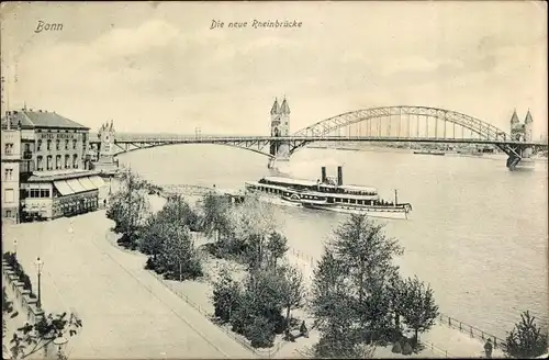 Ak Bonn am Rhein, Neue Rheinbrücke, Dampfer