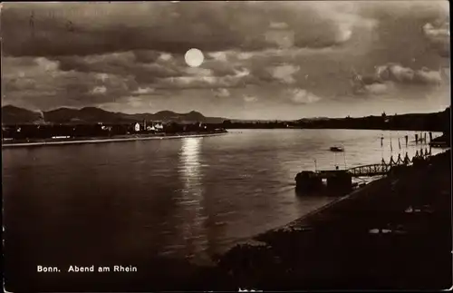 Ak Bonn am Rhein, Abend am Rhein