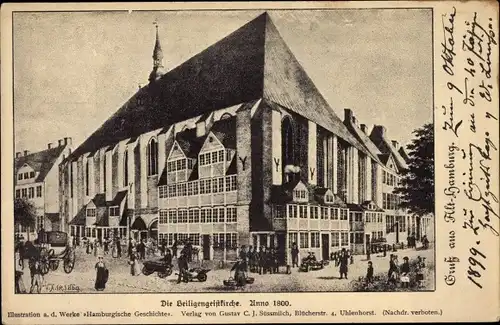 Künstler Ak Hamburg Mitte Altstadt, Heiligengeistkirche anno 1800