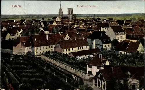 Ak Rouffach Rufach Elsass Haut Rhin, Totalansicht, Schloss