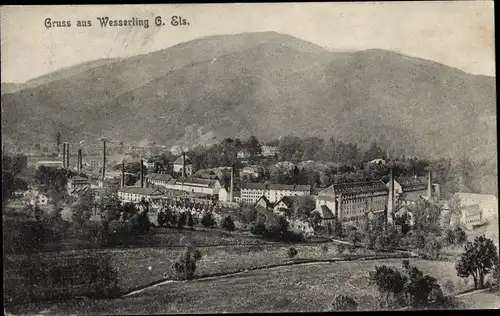 Ak Urbes Wesserling Elsass Haut Rhin, Blick auf den Ort