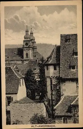 Ak Amorbach im Odenwald Unterfranken, Teilansicht, Abteikirche