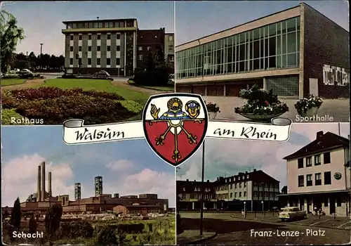 Wappen Ak Walsum Duisburg im Ruhrgebiet, Franz Lenze Platz, Sporthalle, Schacht, Rathaus