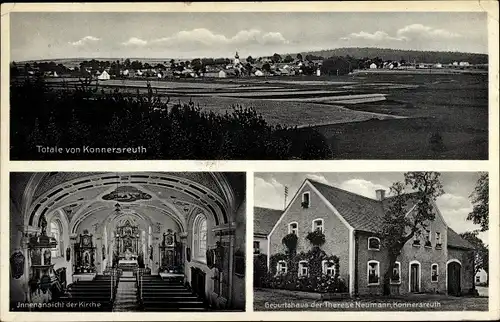 Ak Konnersreuth in der Oberpfalz, Geburtshaus Therese Neumann, Kirche, Innenansicht, Totalansicht