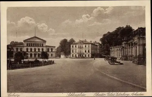 Ak Coburg in Oberfranken, Schlossplatz, Theater, Palais, Arkaden, Edinburg