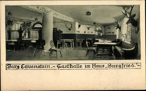 Ak Lauenstein Ludwigsstadt in Oberfranken, Gasthalle im Haus Burgfried, Burg Lauenstein,Innenansicht