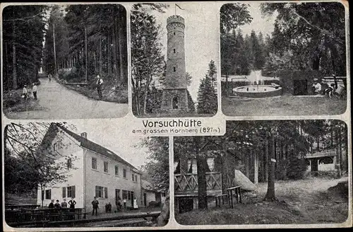 Ak Schönwald im Kreis Wunsiedel im Fichtelgebirge Oberfanken, Vorsuchhütte am großen Kornberg