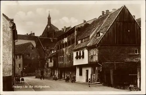 Ak Freiberg in Sachsen, Am Mühlgraben, Kinder, Puppenwagen